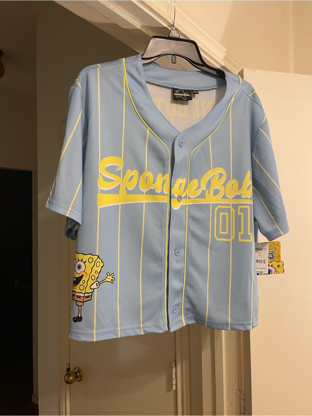 Light Blue SpongeBob Baseball Jersey Top